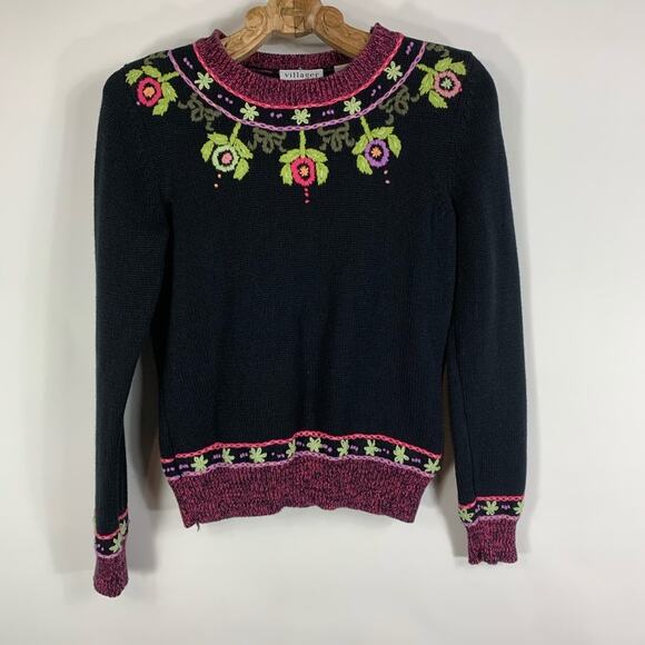 Liz Claiborne Cotton Embroidered Sweater Medium - Picture 1 of 5